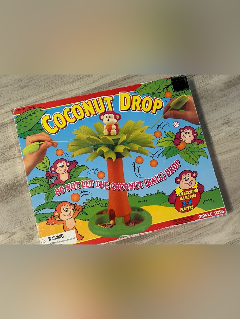 Vintage Coconut Drop Board Game by Maple Toys - Complete & Boxed
